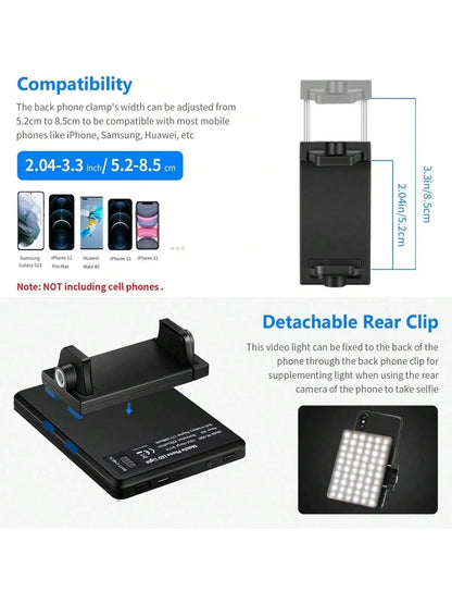 Selfie Light For Phone, Laptop, Tablets Camera Photography Video, With Front & Back Clip, Adjusted 3 LightModes For Phone, lPhon Selfie Light For Phone, Laptop, Tablets Camera Photography Video, With Front & Back Clip, Adjusted 3 LightModes For Phone, lPhon
