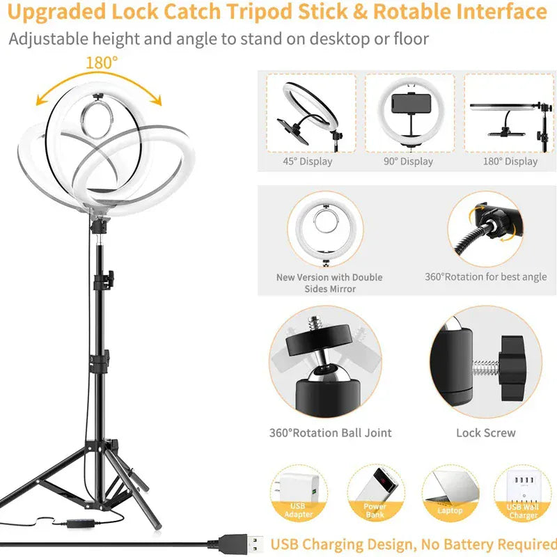 Selfie Video Light Selfie LED Ring Light Dimmable Round Ring Fill Lamp With Stand Tripods For Phone Video Live Camera Lighting Selfie Video Light Selfie LED Ring Light Dimmable Round Ring Fill Lamp With Stand Tripods For Phone Video Live Camera Lighting