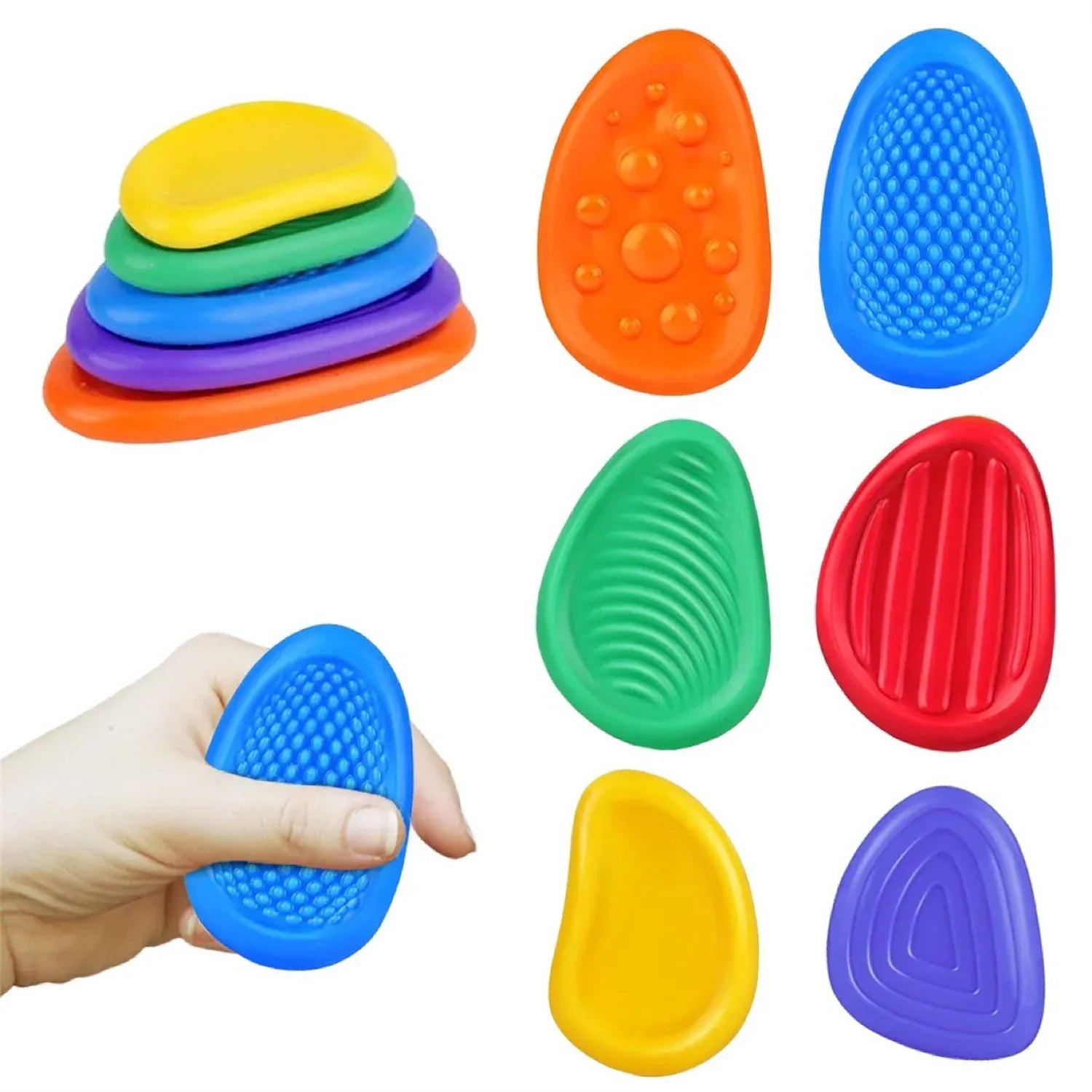 Sensory Worry Stones - 6 Pack Fidget Toys for Anxiety, Autism & ADHD Sensory Worry Stones - 6 Pack Fidget Toys for Anxiety, Autism & ADHD Relief