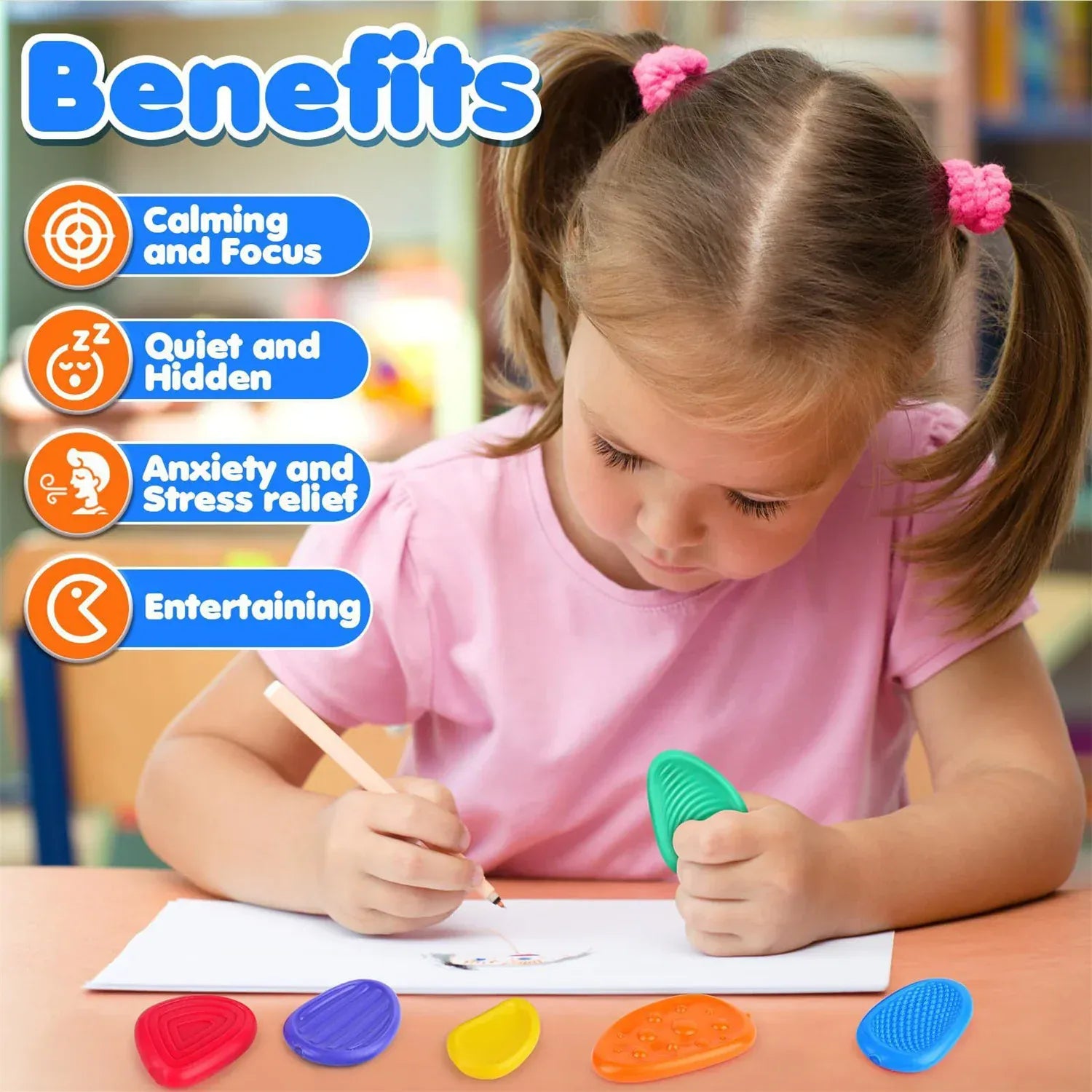 Sensory Worry Stones - 6 Pack Fidget Toys for Anxiety, Autism & ADHD Sensory Worry Stones - 6 Pack Fidget Toys for Anxiety, Autism & ADHD Relief
