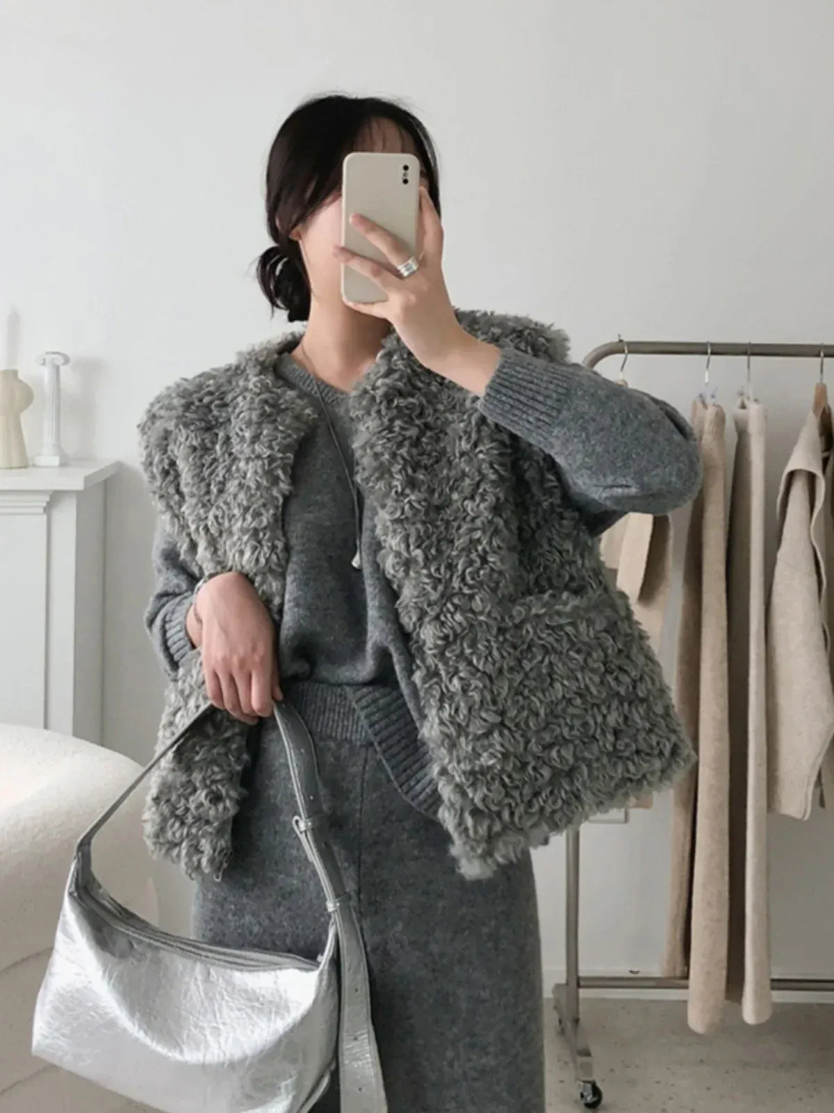 Korean Style Short Faux Fur Vest - Round Neck Winter Outerwear | Wahooly Short Faux Fur Vest - Round Neck Winter Outerwear