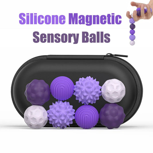 Silicone Magnetic Fidget Balls with Storage Box | 4 or 8 Piece Stress Relief Set Silicone Magnetic Fidget Balls with Storage Box | Stress & Anxiety Relief Set