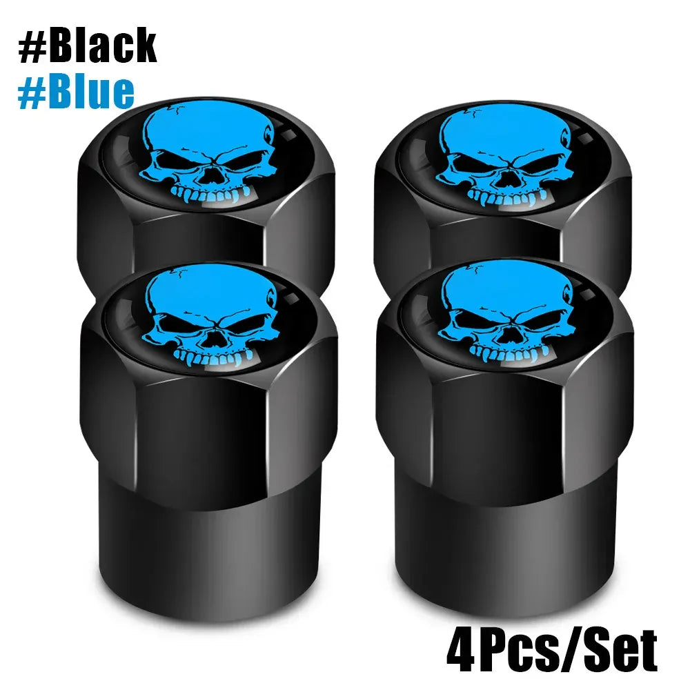 Skull Tire Valve Stem Caps 4-Pack – Aluminum Alloy Universal Fit for Car & Motorcycle | Wahooly Skull Tire Valve Stem Caps – 4-Pack Aluminum Alloy, Corrosion-Resistant, Universal Fit (16 Colors)