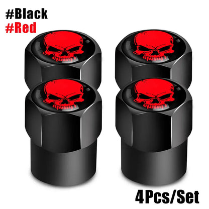 Skull Tire Valve Stem Caps 4-Pack – Aluminum Alloy Universal Fit for Car & Motorcycle | Wahooly Skull Tire Valve Stem Caps – 4-Pack Aluminum Alloy, Corrosion-Resistant, Universal Fit (16 Colors)