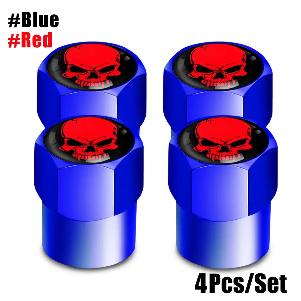 Skull Tire Valve Stem Caps 4-Pack – Aluminum Alloy Universal Fit for Car & Motorcycle | Wahooly Skull Tire Valve Stem Caps – 4-Pack Aluminum Alloy, Corrosion-Resistant, Universal Fit (16 Colors)