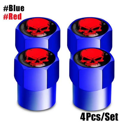 Skull Tire Valve Stem Caps 4-Pack – Aluminum Alloy Universal Fit for Car & Motorcycle | Wahooly Skull Tire Valve Stem Caps – 4-Pack Aluminum Alloy, Corrosion-Resistant, Universal Fit (16 Colors)