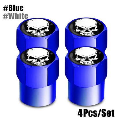 Skull Tire Valve Stem Caps 4-Pack – Aluminum Alloy Universal Fit for Car & Motorcycle | Wahooly Skull Tire Valve Stem Caps – 4-Pack Aluminum Alloy, Corrosion-Resistant, Universal Fit (16 Colors)