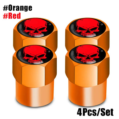 Skull Tire Valve Stem Caps 4-Pack – Aluminum Alloy Universal Fit for Car & Motorcycle | Wahooly Skull Tire Valve Stem Caps – 4-Pack Aluminum Alloy, Corrosion-Resistant, Universal Fit (16 Colors)