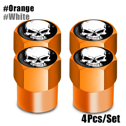 Skull Tire Valve Stem Caps 4-Pack – Aluminum Alloy Universal Fit for Car & Motorcycle | Wahooly Skull Tire Valve Stem Caps – 4-Pack Aluminum Alloy, Corrosion-Resistant, Universal Fit (16 Colors)