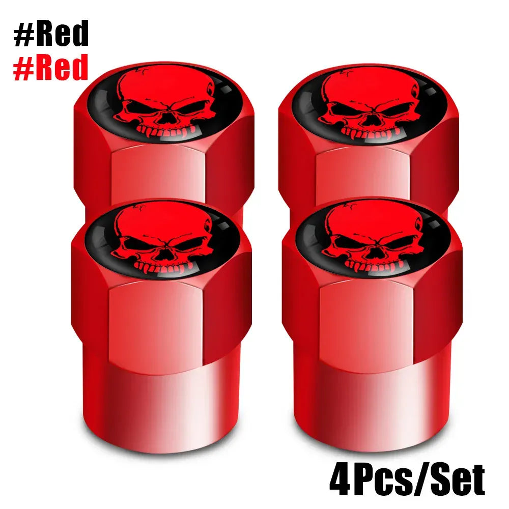 Skull Tire Valve Stem Caps 4-Pack – Aluminum Alloy Universal Fit for Car & Motorcycle | Wahooly Skull Tire Valve Stem Caps – 4-Pack Aluminum Alloy, Corrosion-Resistant, Universal Fit (16 Colors)