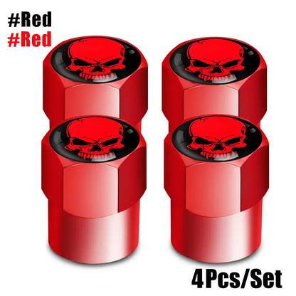 Skull Tire Valve Stem Caps 4-Pack – Aluminum Alloy Universal Fit for Car & Motorcycle | Wahooly Skull Tire Valve Stem Caps – 4-Pack Aluminum Alloy, Corrosion-Resistant, Universal Fit (16 Colors)