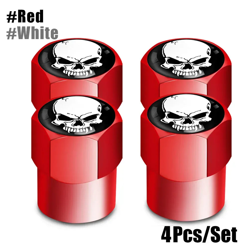 Skull Tire Valve Stem Caps 4-Pack – Aluminum Alloy Universal Fit for Car & Motorcycle | Wahooly Skull Tire Valve Stem Caps – 4-Pack Aluminum Alloy, Corrosion-Resistant, Universal Fit (16 Colors)