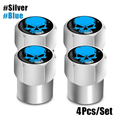 Skull Tire Valve Stem Caps 4-Pack – Aluminum Alloy Universal Fit for Car & Motorcycle | Wahooly Skull Tire Valve Stem Caps – 4-Pack Aluminum Alloy, Corrosion-Resistant, Universal Fit (16 Colors)