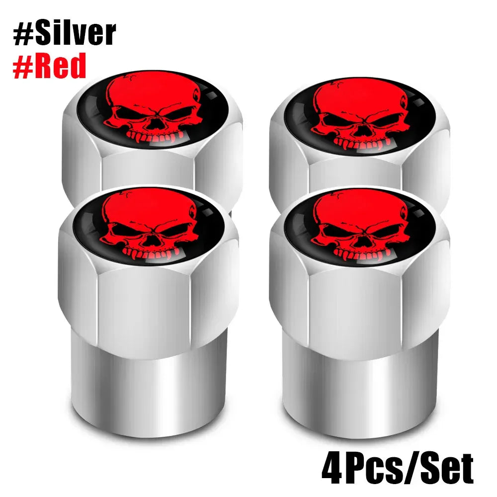 Skull Tire Valve Stem Caps 4-Pack – Aluminum Alloy Universal Fit for Car & Motorcycle | Wahooly Skull Tire Valve Stem Caps – 4-Pack Aluminum Alloy, Corrosion-Resistant, Universal Fit (16 Colors)