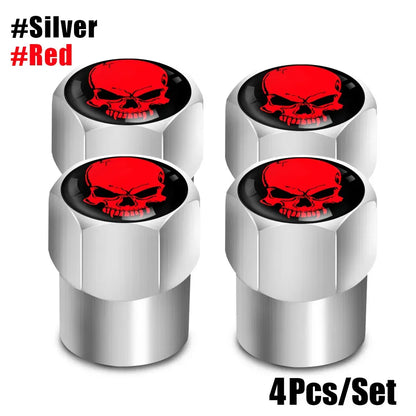 Skull Tire Valve Stem Caps 4-Pack – Aluminum Alloy Universal Fit for Car & Motorcycle | Wahooly Skull Tire Valve Stem Caps – 4-Pack Aluminum Alloy, Corrosion-Resistant, Universal Fit (16 Colors)