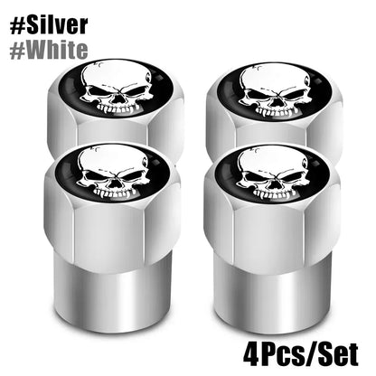 Skull Tire Valve Stem Caps 4-Pack – Aluminum Alloy Universal Fit for Car & Motorcycle | Wahooly Skull Tire Valve Stem Caps – 4-Pack Aluminum Alloy, Corrosion-Resistant, Universal Fit (16 Colors)