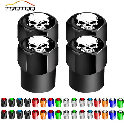 Skull Tire Valve Stem Caps 4-Pack – Aluminum Alloy Universal Fit for Car & Motorcycle | Wahooly Skull Tire Valve Stem Caps – 4-Pack Aluminum Alloy, Corrosion-Resistant, Universal Fit (16 Colors)