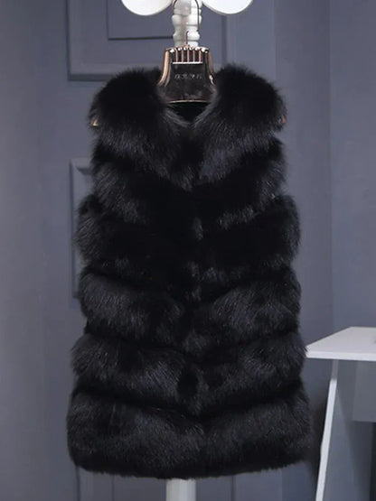 Sleeveless Faux Fur Vest - Long Patchwork Coat for Women | Wahooly Sleeveless Faux Fur Vest - Long Patchwork Coat for Women