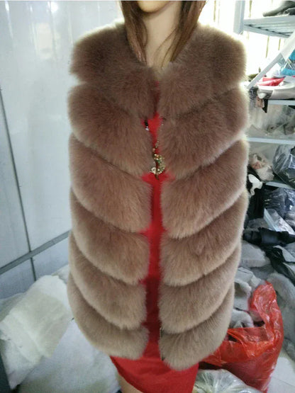 Sleeveless Faux Fur Vest - Long Patchwork Coat for Women | Wahooly Sleeveless Faux Fur Vest - Long Patchwork Coat for Women
