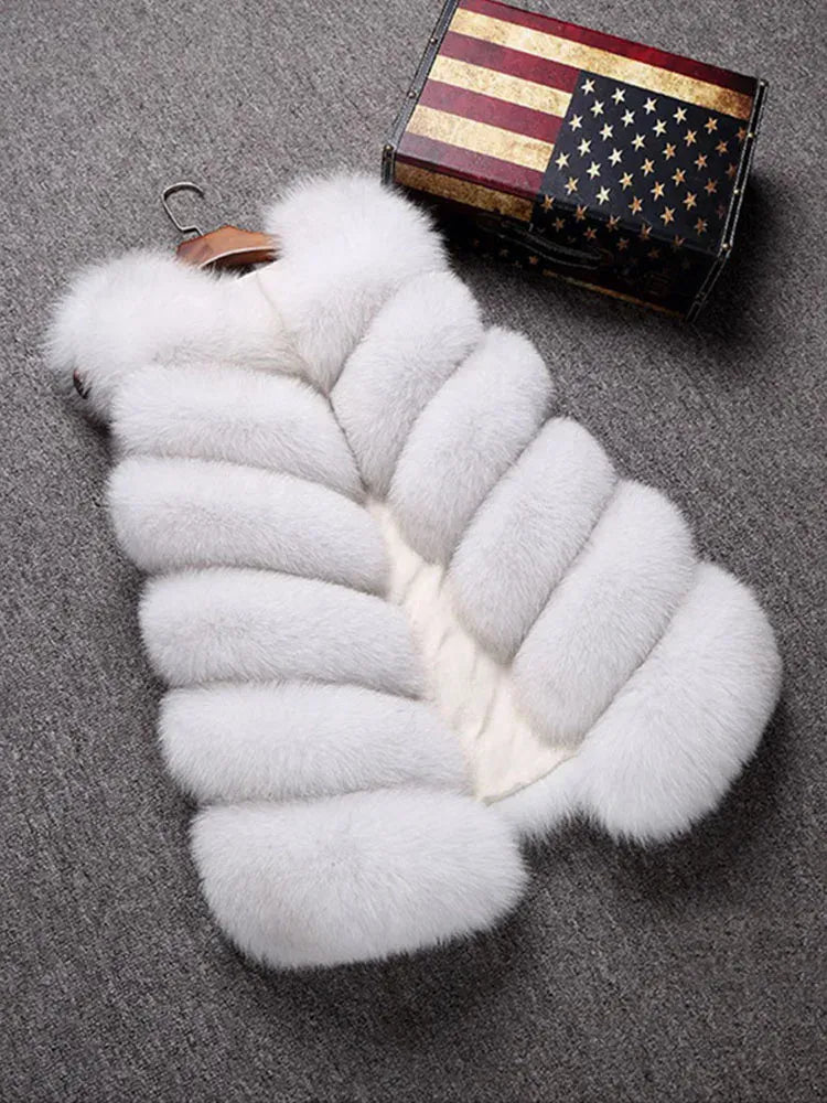 Sleeveless Faux Fur Vest - Long Patchwork Coat for Women | Wahooly Sleeveless Faux Fur Vest - Long Patchwork Coat for Women