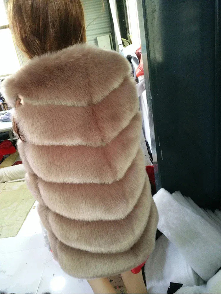 Sleeveless Faux Fur Vest - Long Patchwork Coat for Women | Wahooly Sleeveless Faux Fur Vest - Long Patchwork Coat for Women
