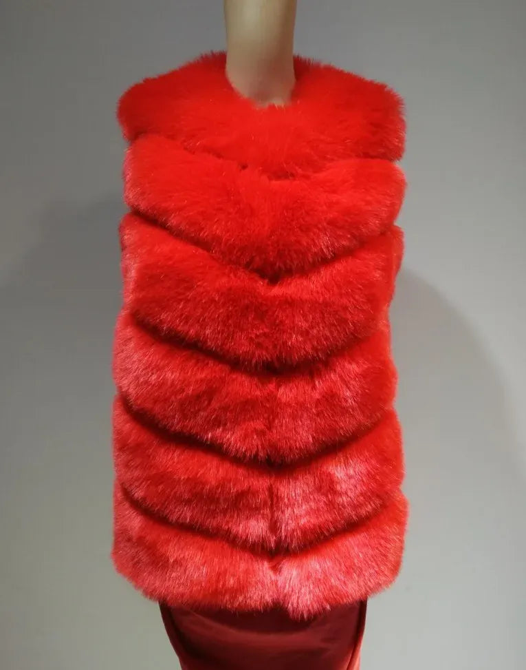 Sleeveless Faux Fur Vest - Long Patchwork Coat for Women | Wahooly Sleeveless Faux Fur Vest - Long Patchwork Coat for Women