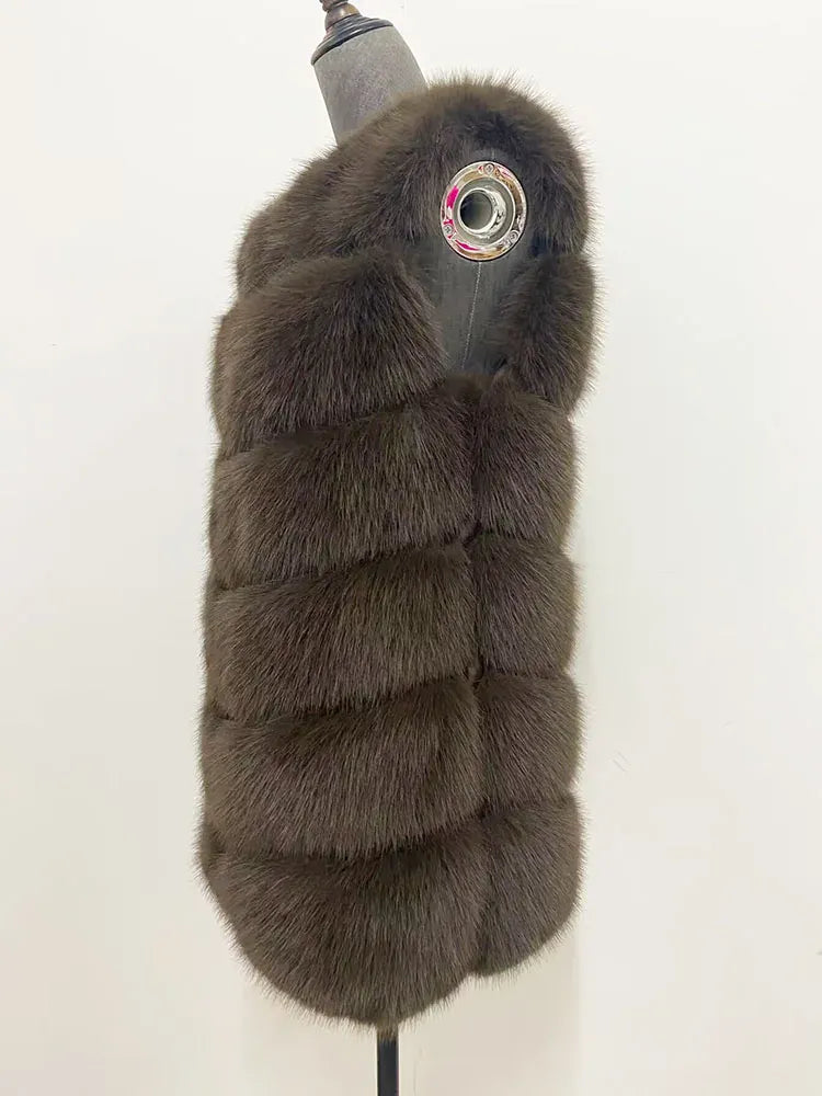 Sleeveless Faux Fur Vest - Long Patchwork Coat for Women | Wahooly Sleeveless Faux Fur Vest - Long Patchwork Coat for Women