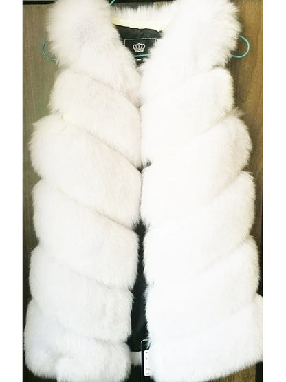 Sleeveless Faux Fur Vest - Long Patchwork Coat for Women | Wahooly Sleeveless Faux Fur Vest - Long Patchwork Coat for Women