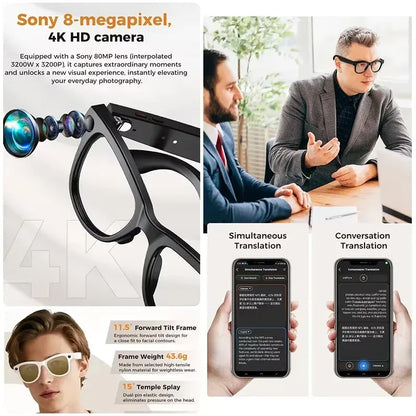 Smart AI Glasses – 8K Camera, Real-Time Translator & Video Recording Wearable Smart AI Glasses – 8K Camera, Real-Time Translator & Photo/Video Recording Wearable