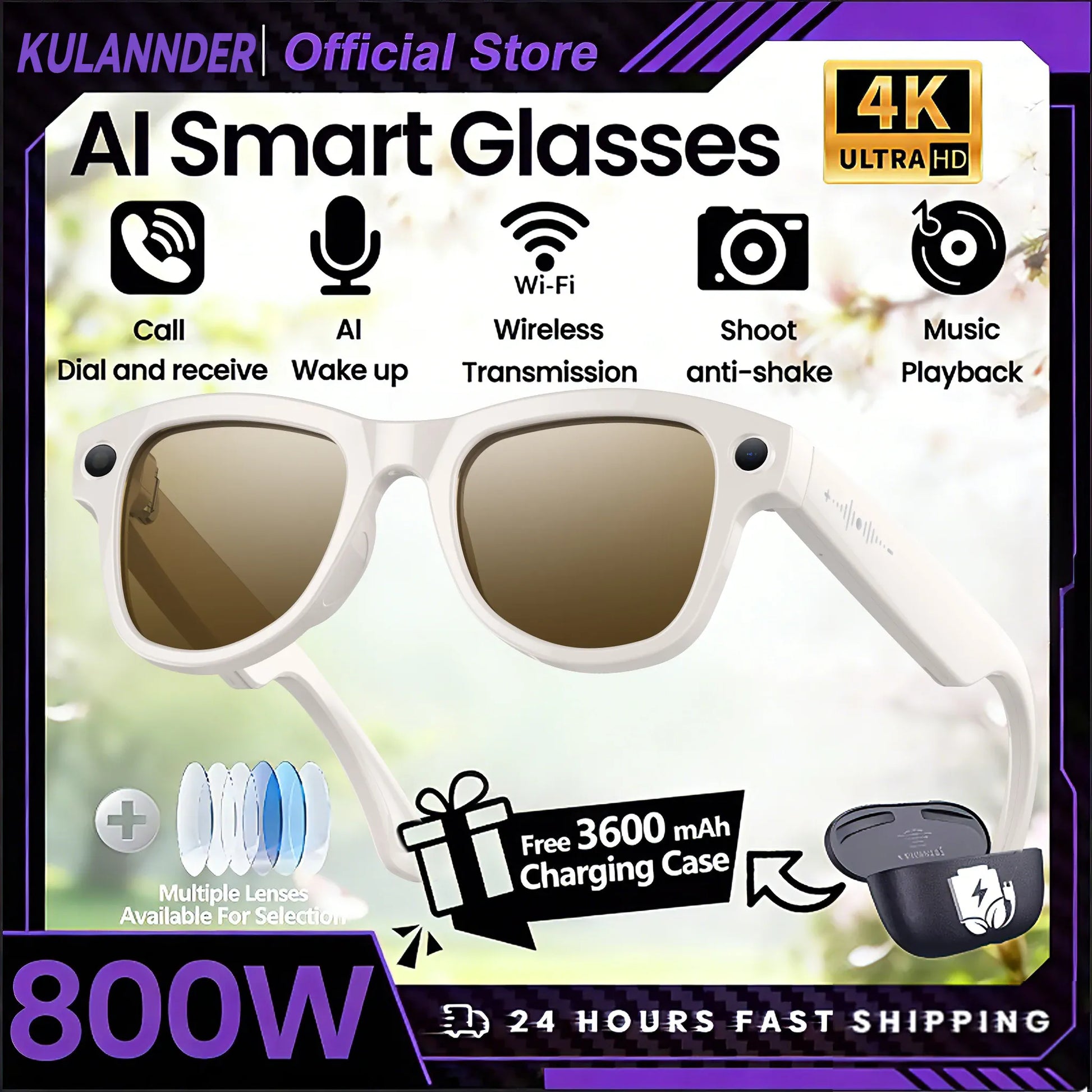 Smart AI Glasses – 8K Camera, Real-Time Translator & Video Recording Wearable Smart AI Glasses – 8K Camera, Real-Time Translator & Photo/Video Recording Wearable