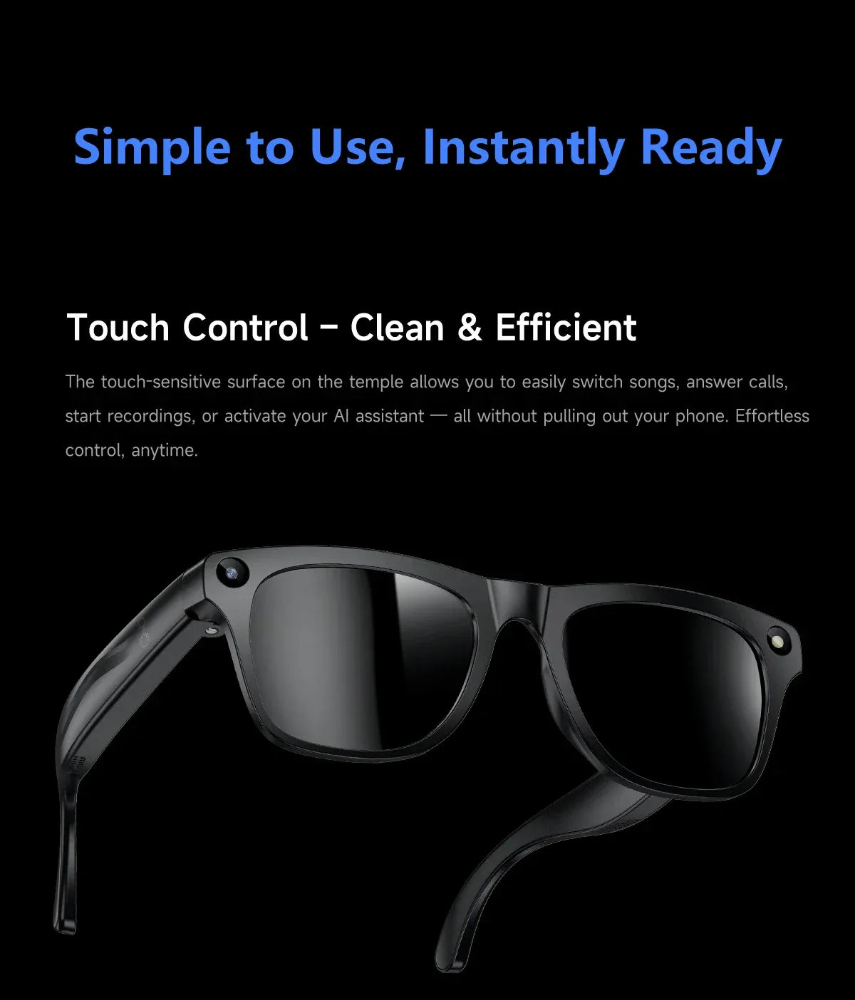 Smart Glasses with HD Camera – 100W Recording & High-Fidelity Audio Wearable Smart Glasses with Camera – 100W HD Recording, High-Fidelity Audio & Wearable Tech