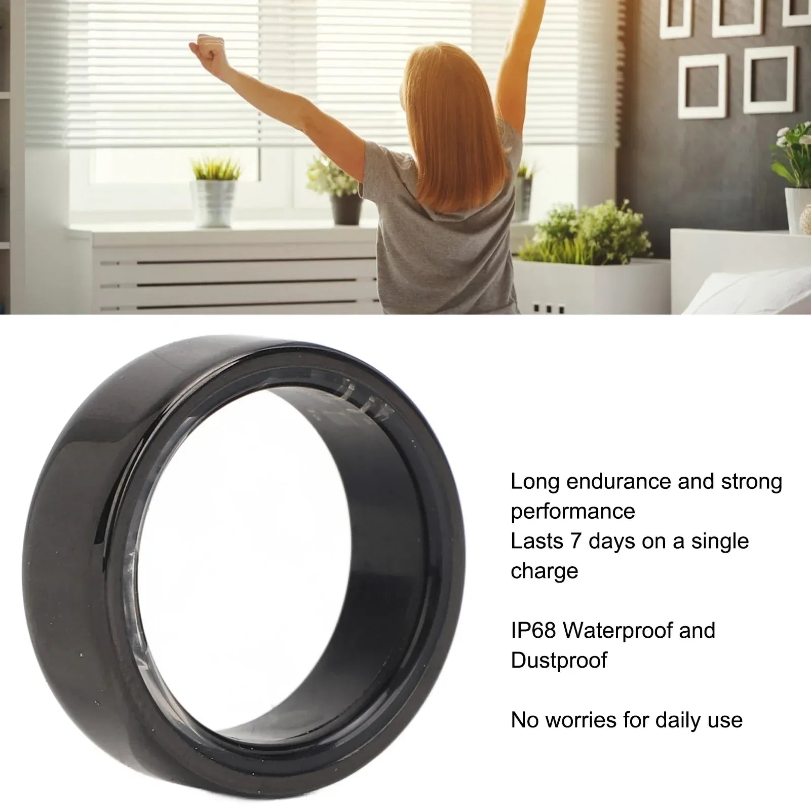 Ceramic Smart Health Ring - Heart Rate & Sleep Tracker | Wahooly Smart Health Ring Ceramic Material with Charging Case Sleep Heart Rate SpO2 Monitoring for Fitness Tracking App Compatible