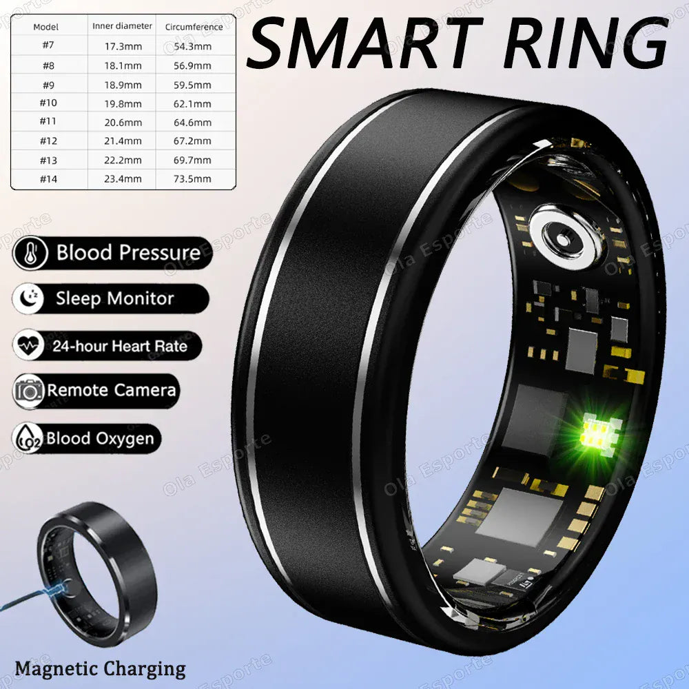 Smart Health Ring - Blood Pressure & Heart Rate Monitor | Wahooly Smart Health Rings Monitor Blood Pressure Heart Rate Blood Oxygen Sleep Ring Fitness Gift for Friend Family Colleagues Smartring