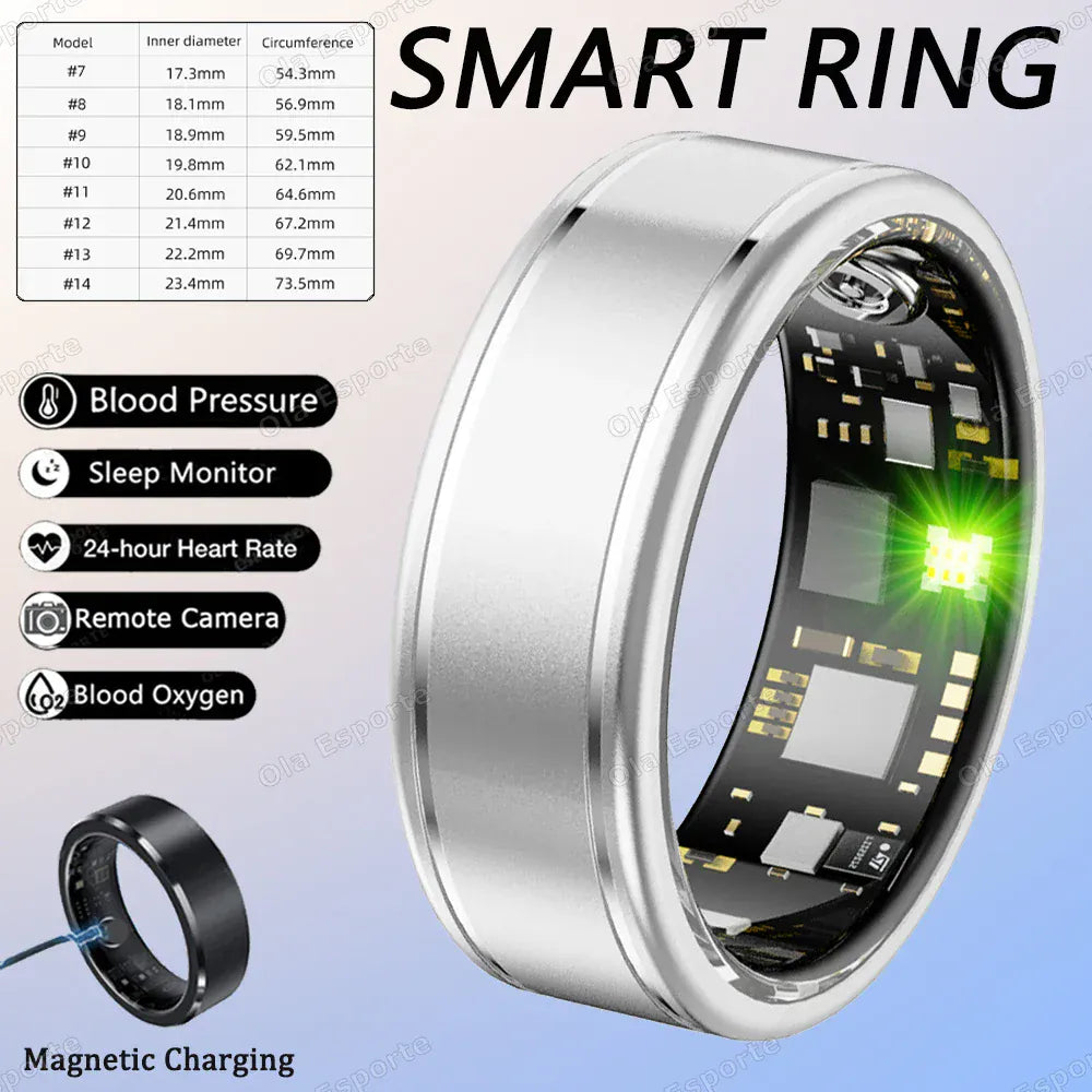 Smart Health Ring - Blood Pressure & Heart Rate Monitor | Wahooly Smart Health Rings Monitor Blood Pressure Heart Rate Blood Oxygen Sleep Ring Fitness Gift for Friend Family Colleagues Smartring