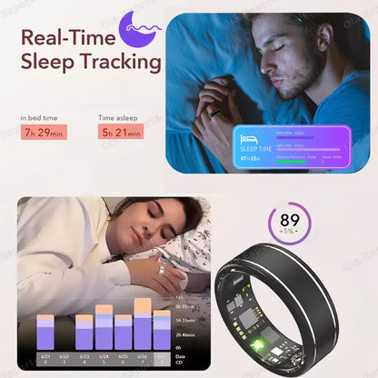 Smart Health Ring - Blood Pressure & Heart Rate Monitor | Wahooly Smart Health Rings Monitor Blood Pressure Heart Rate Blood Oxygen Sleep Ring Fitness Gift for Friend Family Colleagues Smartring