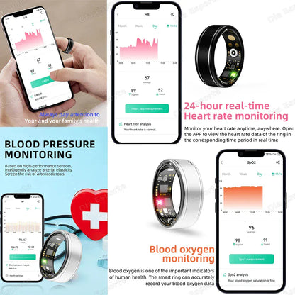 Smart Health Ring - Blood Pressure & Heart Rate Monitor | Wahooly Smart Health Rings Monitor Blood Pressure Heart Rate Blood Oxygen Sleep Ring Fitness Gift for Friend Family Colleagues Smartring