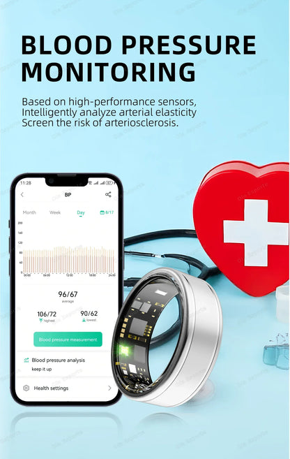 Smart Health Ring - Blood Pressure & Heart Rate Monitor | Wahooly Smart Health Rings Monitor Blood Pressure Heart Rate Blood Oxygen Sleep Ring Fitness Gift for Friend Family Colleagues Smartring