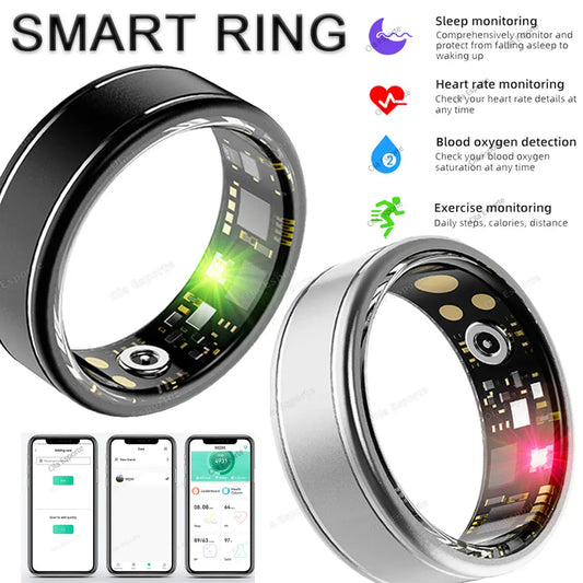 Smart Health Ring - Blood Pressure & Heart Rate Monitor | Wahooly Smart Health Rings Monitor Blood Pressure Heart Rate Blood Oxygen Sleep Ring Fitness Gift for Friend Family Colleagues Smartring