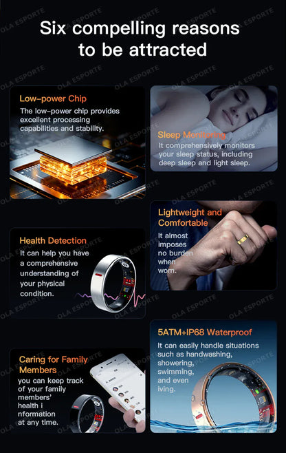 Smart Health Ring - Heart Rate & Blood Pressure Monitor | Wahooly Smart Health Rings Monitor Sleep Heart Rate Blood Oxygen Sleep Ring Party Activities Fitness Gifts for Friends Famliy Colleagues