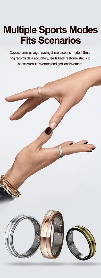 Smart Ring Fitness Tracker - Heart Rate & Sleep Monitor | Wahooly Smart Ring - Fitness Tracker with Sleep Monitor, Pedometer & 20+ Exercise Modes, IP68 Waterproof, USB Rechargeable, Stainless S