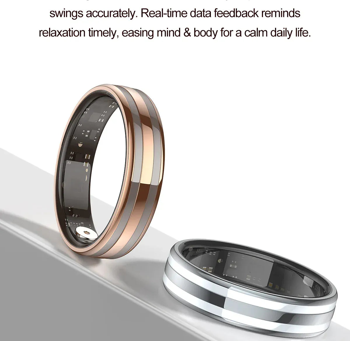 Smart Ring Fitness Tracker - Heart Rate & Sleep Monitor | Wahooly Smart Ring - Fitness Tracker with Sleep Monitor, Pedometer & 20+ Exercise Modes, IP68 Waterproof, USB Rechargeable, Stainless S