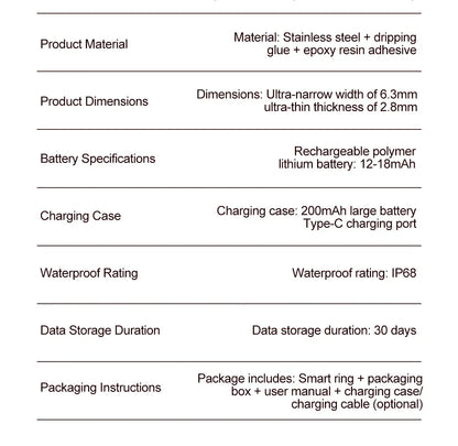 Smart Ring Fitness Tracker - Heart Rate & Sleep Monitor | Wahooly Smart Ring - Fitness Tracker with Sleep Monitor, Pedometer & 20+ Exercise Modes, IP68 Waterproof, USB Rechargeable, Stainless S