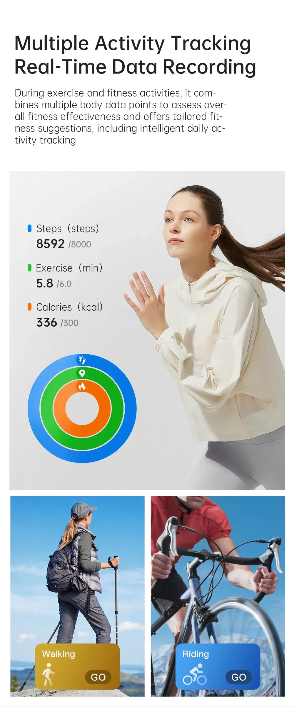 KUMI H1 Smart Ring - 5ATM Waterproof Health Tracker | Wahooly Smart Ring H1 Durable 5ATM Waterproof, Remote Control Functionality, and Sleek Ceramic Design