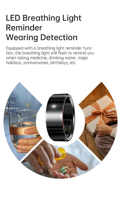 KUMI H1 Smart Ring - 5ATM Waterproof Health Tracker | Wahooly Smart Ring H1 Durable 5ATM Waterproof, Remote Control Functionality, and Sleek Ceramic Design