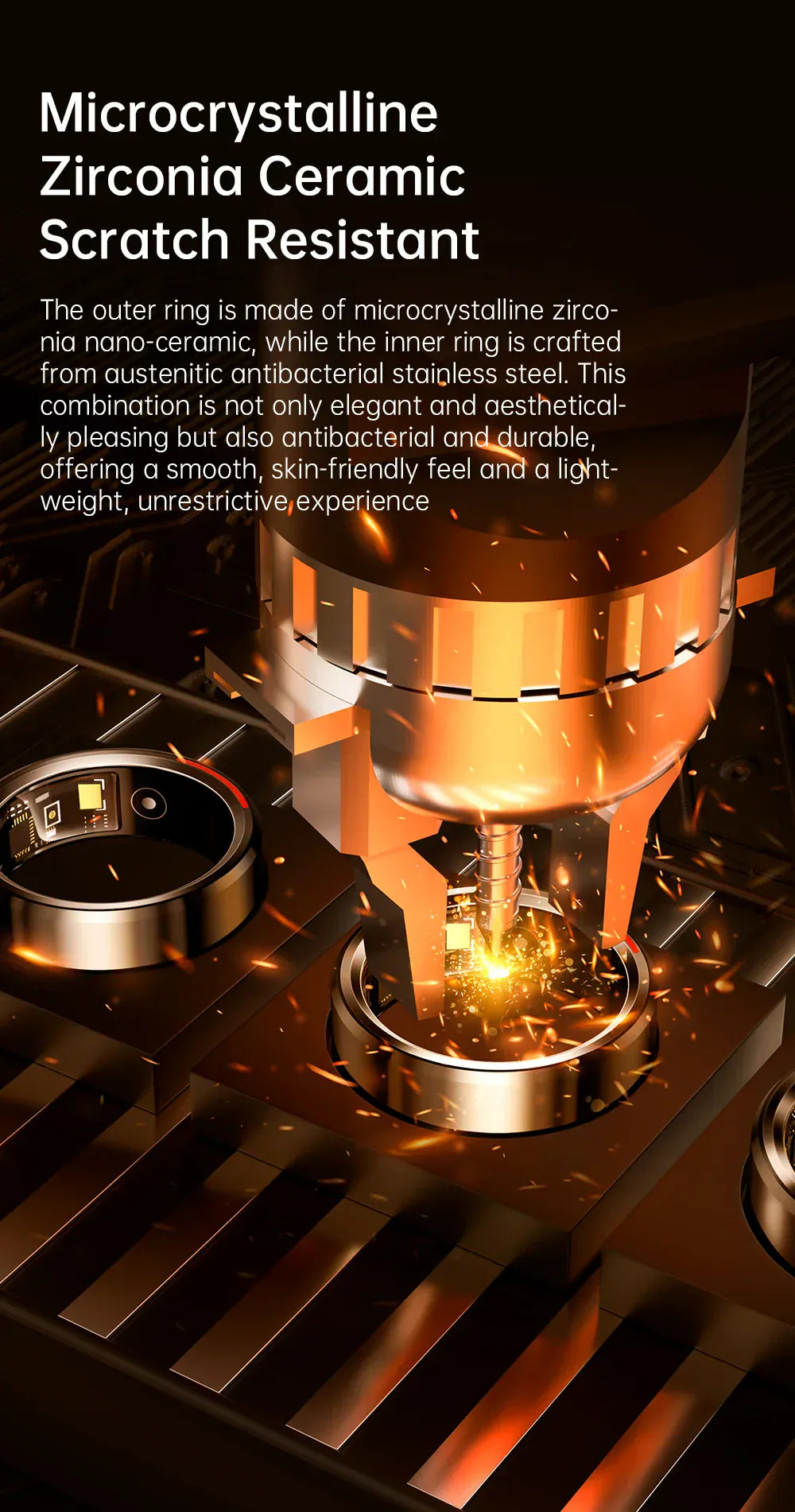 KUMI H1 Smart Ring - 5ATM Waterproof Health Tracker | Wahooly Smart Ring H1 Durable 5ATM Waterproof, Remote Control Functionality, and Sleek Ceramic Design