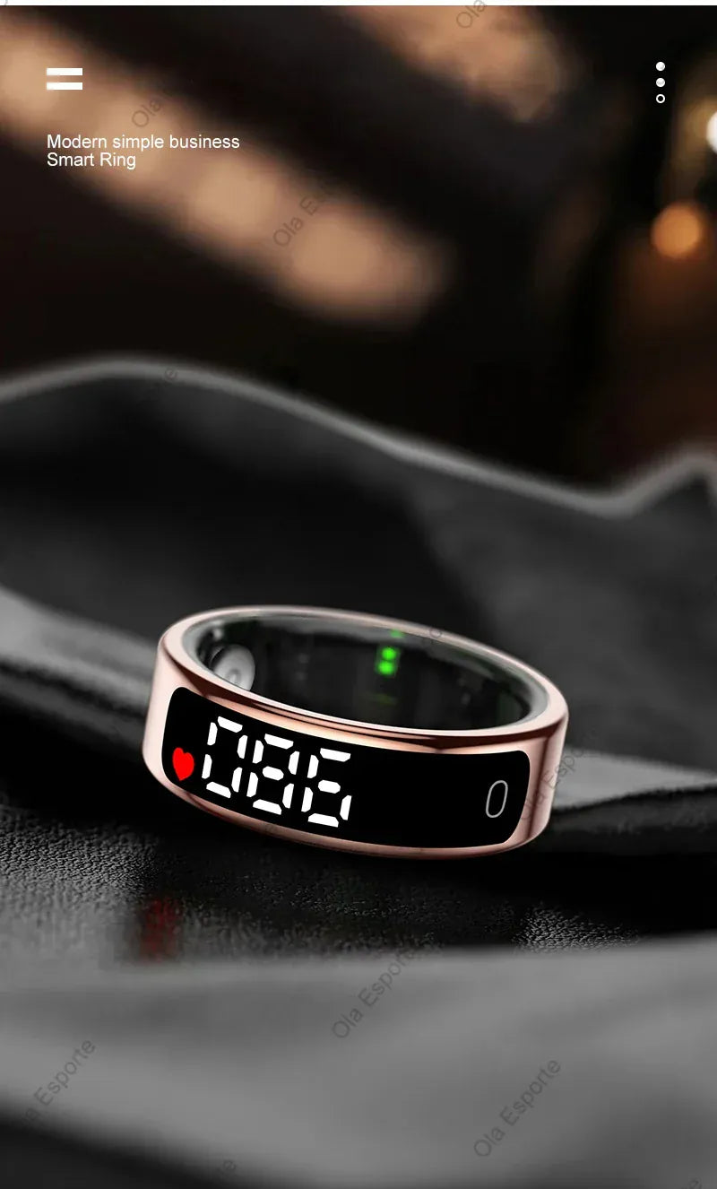 Smart Ring Health Tracker - Heart Rate, Sleep & Fitness Monitor Smart Ring with Charging Case for Men Women, Display Screen, Health Monitor, 5ATM Waterproof,Multiple Sport Mode For Android IOS