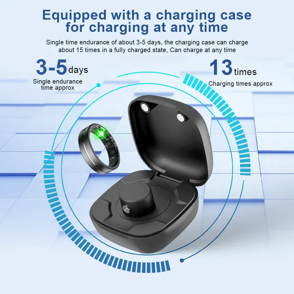 Premium Smart Ring - 5ATM Waterproof Health & Fitness Monitor | Wahooly Smart Rings Health Monitor Sleep Sports Fitness Multiple Function Modes Tracking Heart Rate Blood Oxygen Ring 5ATM Waterproof