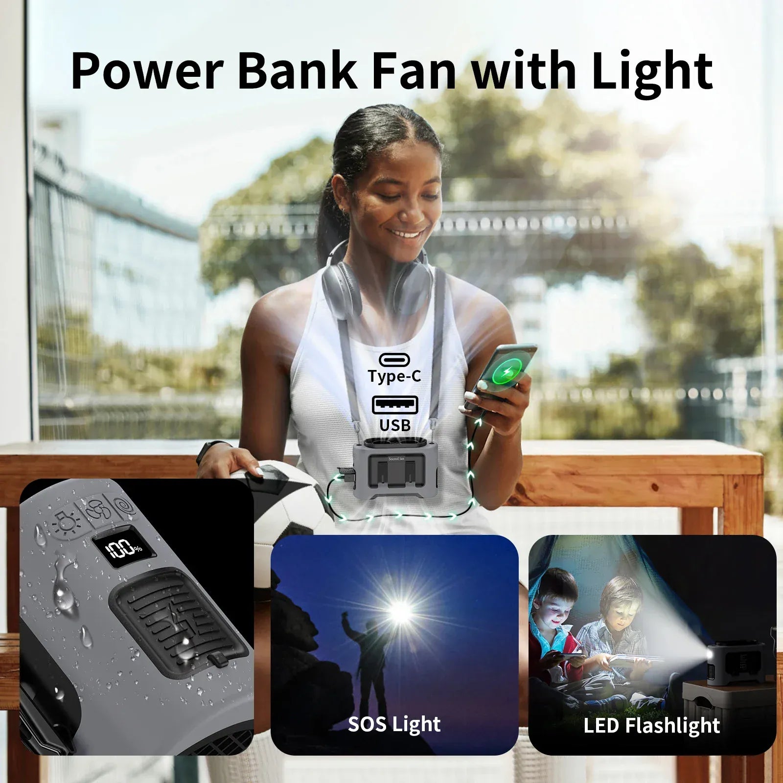 Socoolfan 14500mAh Outdoor Fan Portable Waist Hanging Neck Strong Dual Air Vents Fans for Travel Sports Courier Outdoor Working Socoolfan 14500mAh Outdoor Fan Portable Waist Hanging Neck Strong Dual Air Vents Fans for Travel Sports Courier Outdoor Working