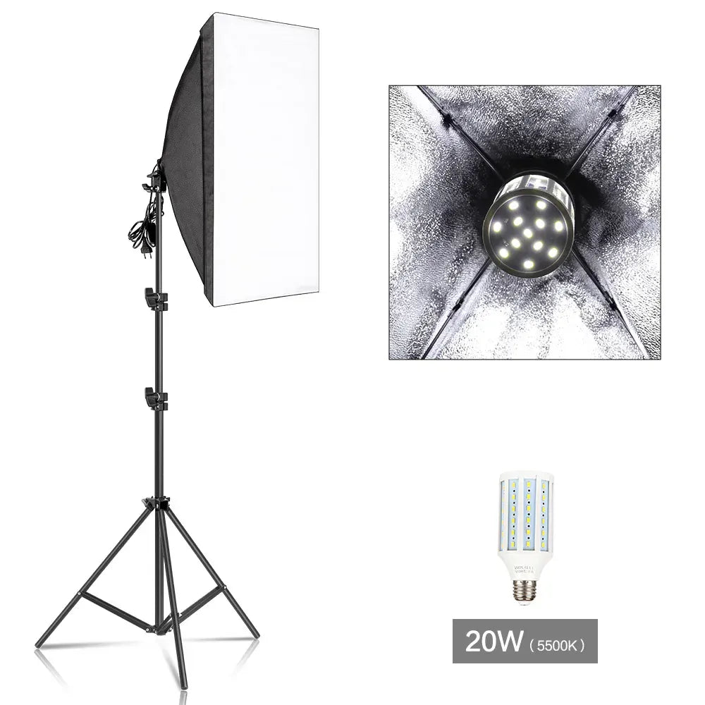Softbox Photography Lighting Kit | E27, 210° Rotating, Adjustable Tripod | Studio & Video — Wahooly Softbox Photography Lighting Kit | E27 Bulb, 210° Rotating Softbox, Adjustable Tripod | Studio, Portrait & Video Lighting