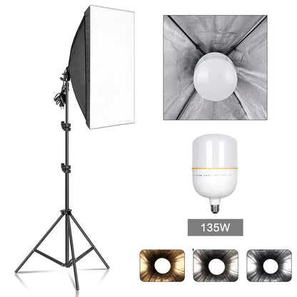 Softbox Photography Lighting Kit | E27, 210° Rotating, Adjustable Tripod | Studio & Video — Wahooly Softbox Photography Lighting Kit | E27 Bulb, 210° Rotating Softbox, Adjustable Tripod | Studio, Portrait & Video Lighting